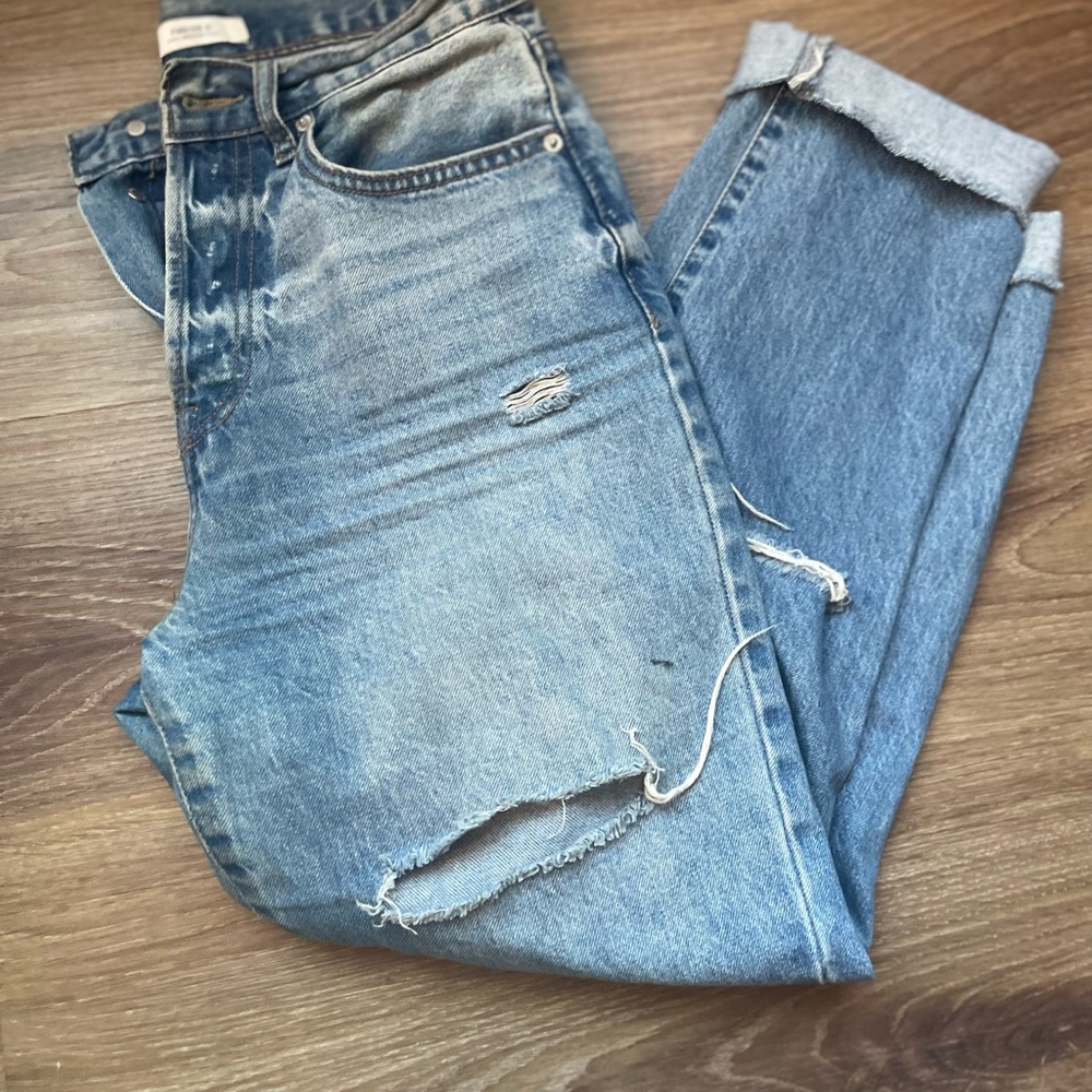 Forever 21 Light Blue Distressed Boyfriend Jeans